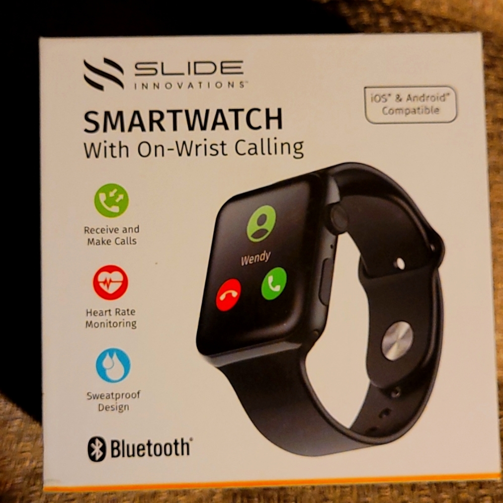 Slide innovation smart watch, black. Works with Apple and Android.